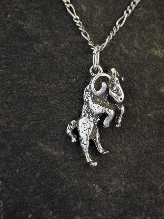 sterling Silver Aires Ram Pendant On A Chain