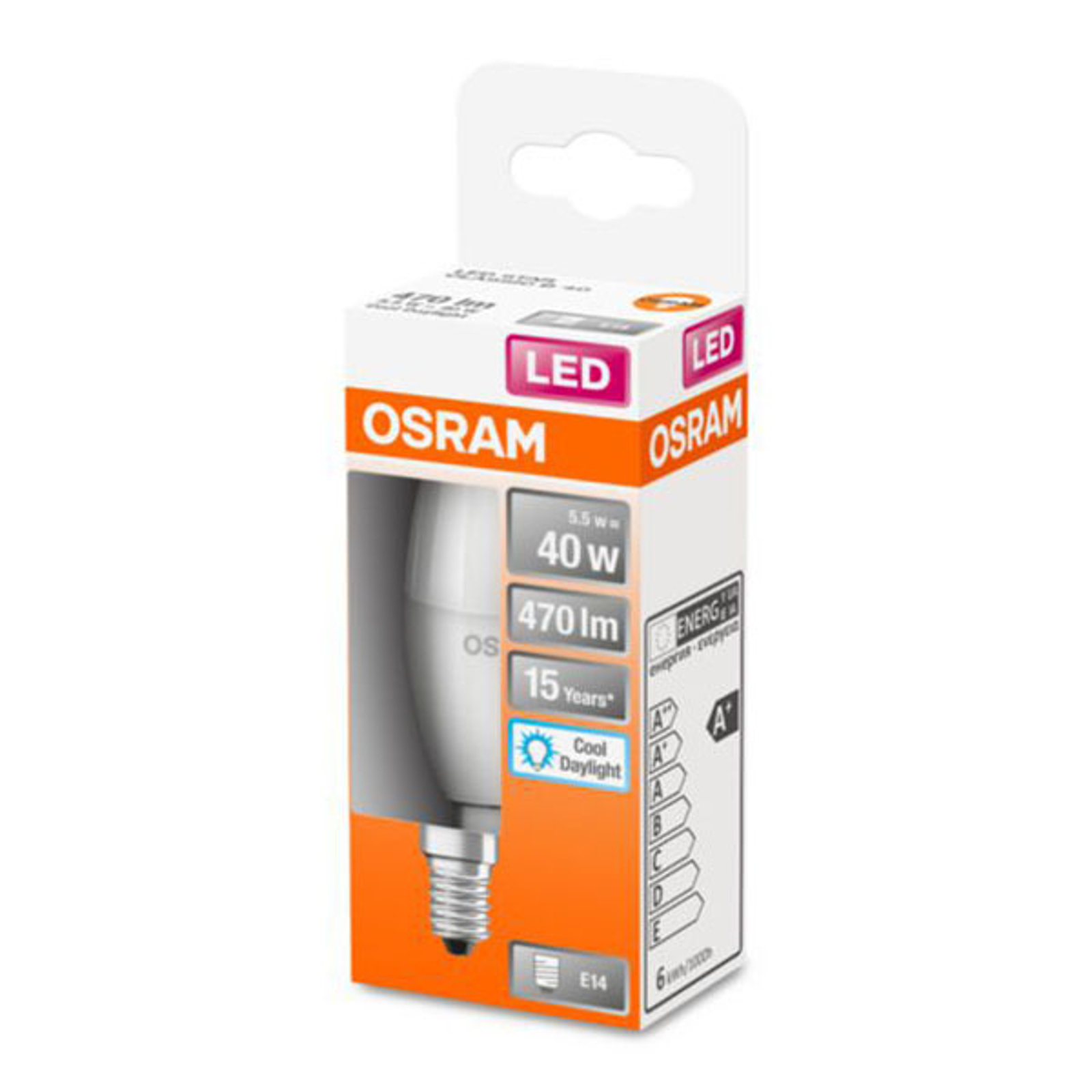 OSRAM Classic B -LED-lamppu E14 5,5W 6 500 K matta