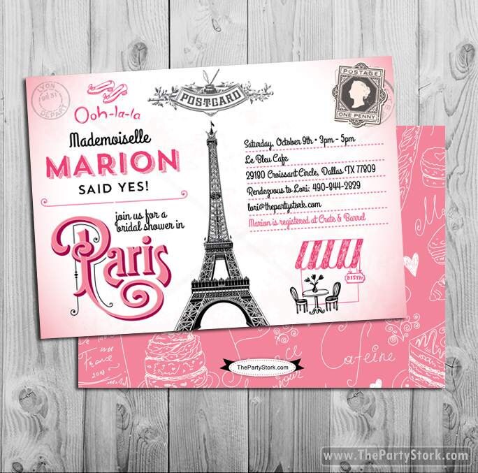 Paris Bridal Shower Invitation | Printable Or Wedding Invite Pink Black More Invites & Decorations in Our Shop