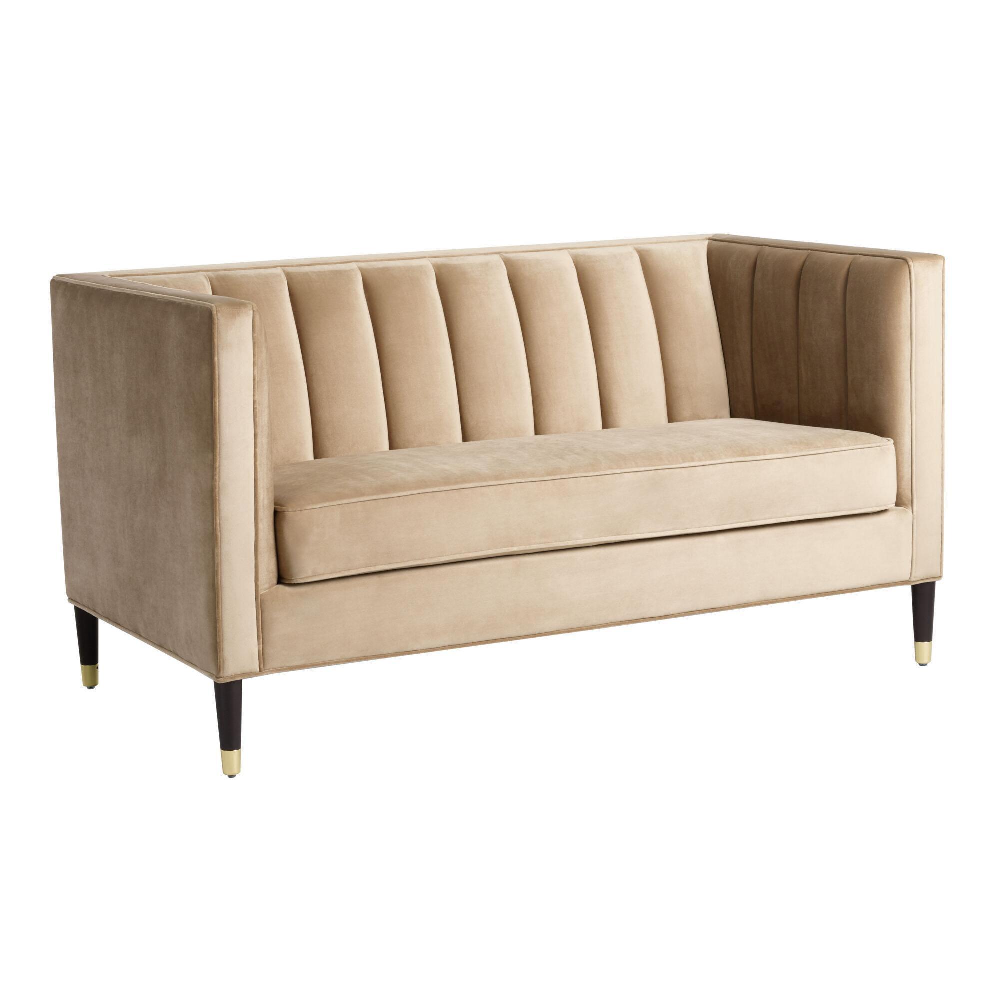 Leanna Tufted Loveseat: Brown/Natural/Gold - Fabric by World Market