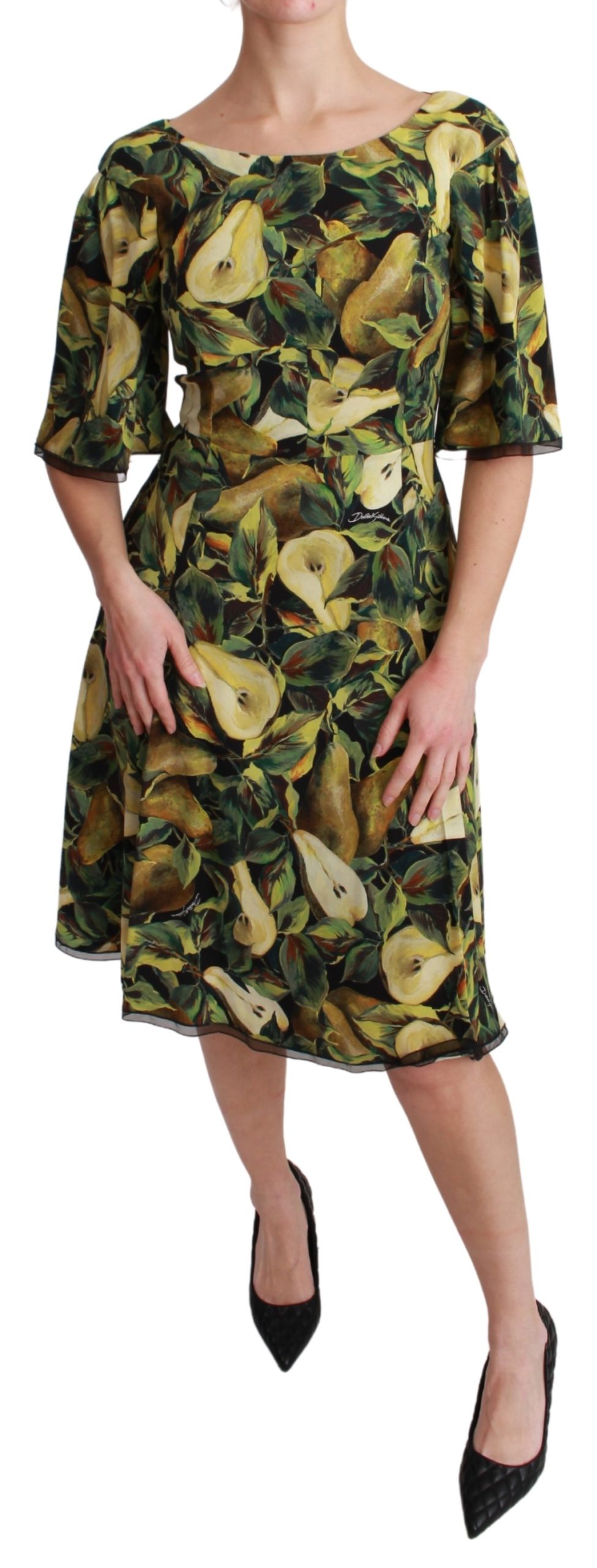 Dolce & Gabbana Women's Pear Fruit Sheath A-line Stretch Dress Green DR2552 - IT40|S
