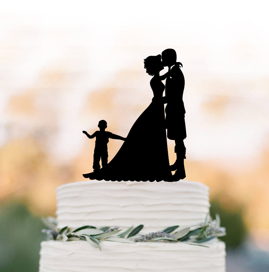 Scottish Wedding Bride & Groom With Kilt Silhouette Cake Toppers Boy, Wears Wedding Cake Son Unique