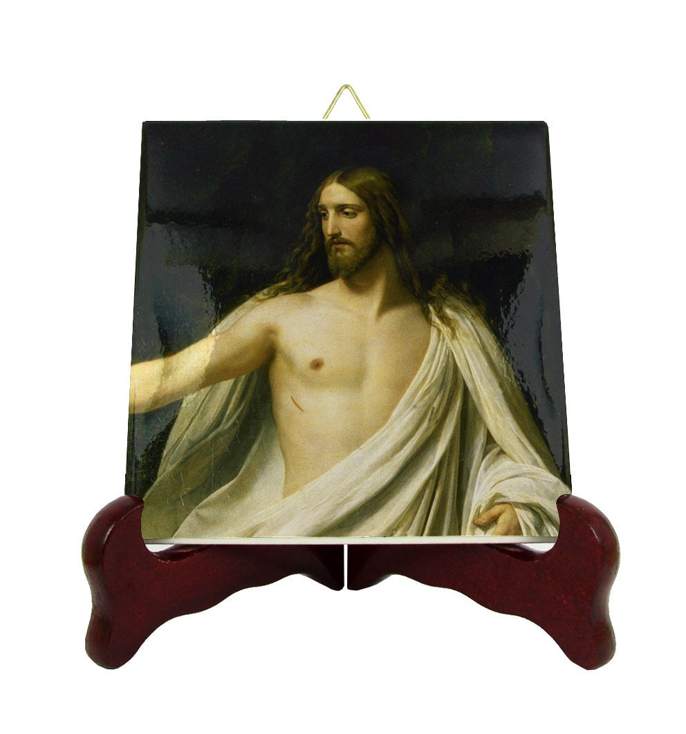 The Risen Christ - Catholic Gifts Religious Icons Ceramic Tile Handmade in Italy Jesus Easter Holy Art Devotional