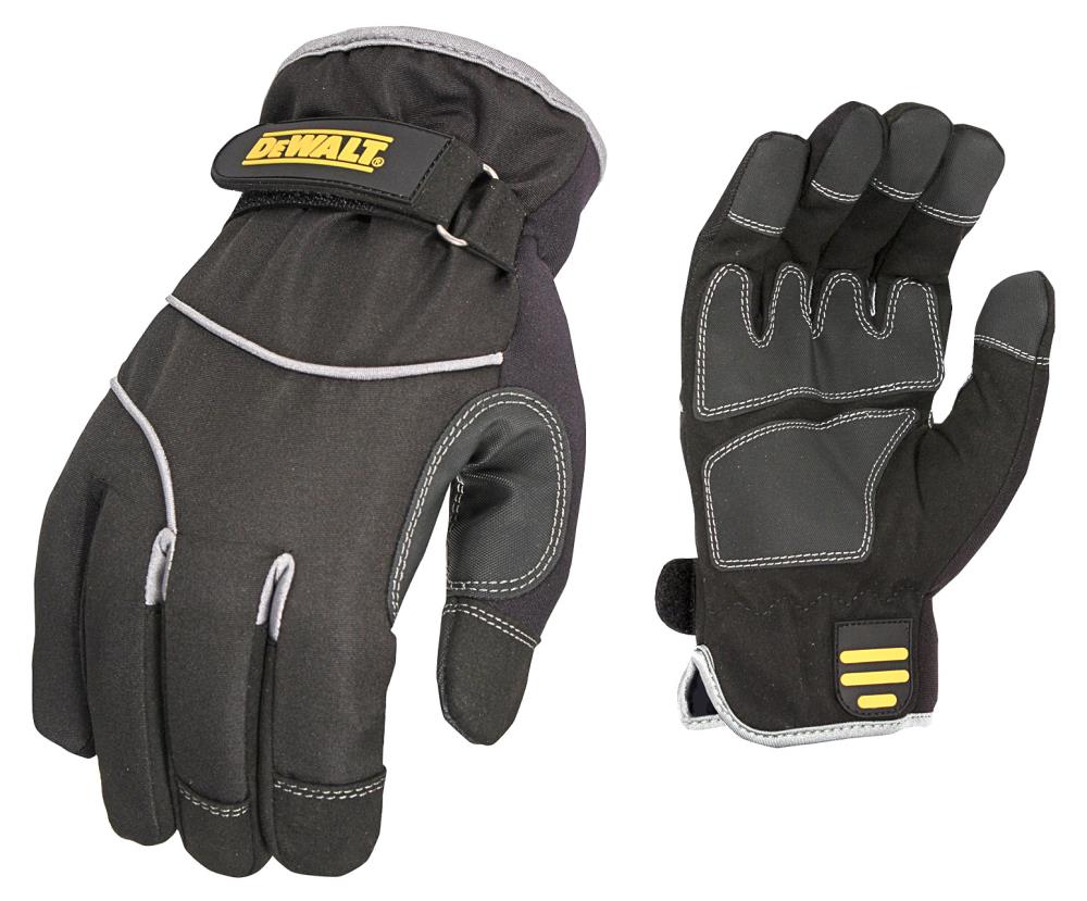 DEWALT Mens DPG748 Wind and Water Resistant Cold Weather Glove Nylon Blend PVC Winter Gloves, Large (1-Pair) Rubber in Black | DPG748L