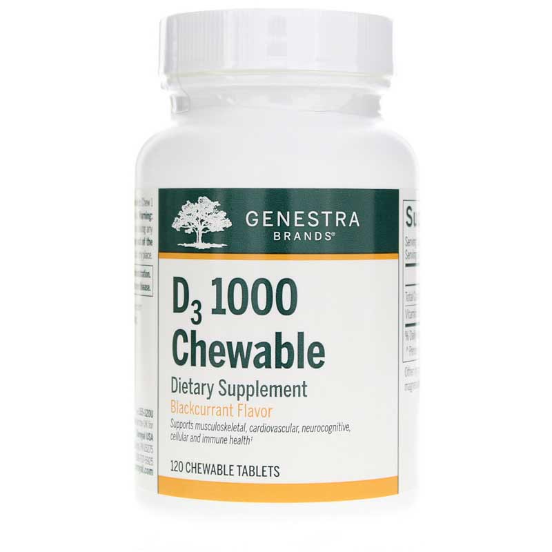Genestra D3 1000 Chewable Blackcurrant Flavor 120 Chewable Tablets