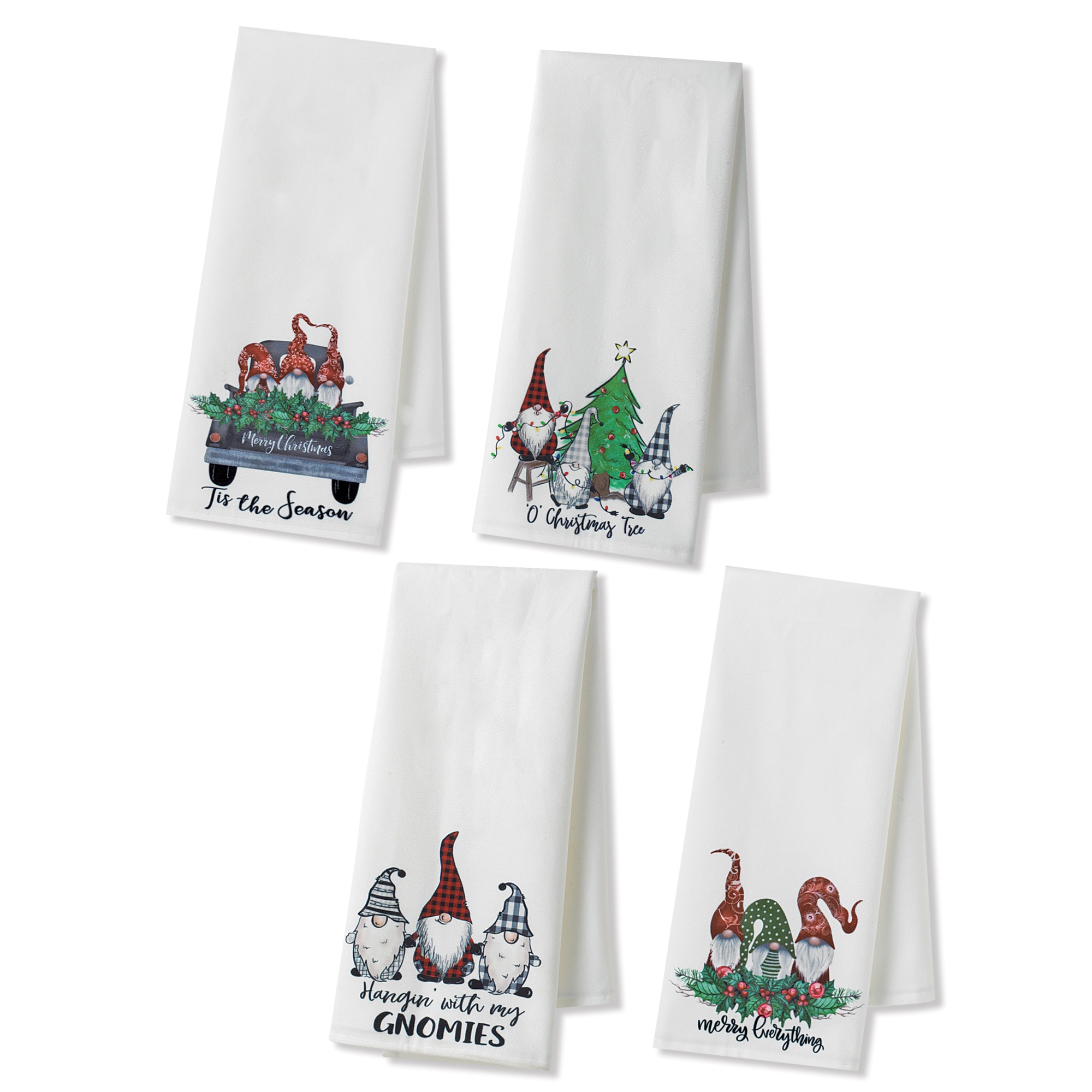 Gerson International 4-Pack Cotton Blend Graphic Print Christmas Tea Towel in White | 2601990EC