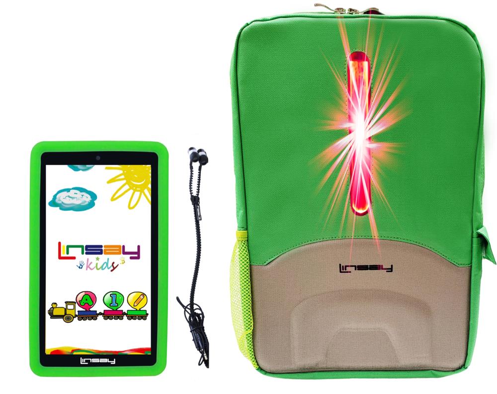 LINSAY 7-in Wi-Fi Only Android 10 Tablet with Accessories with Case Included Type Cover Included | F7XHDKIDSBEPGREEN