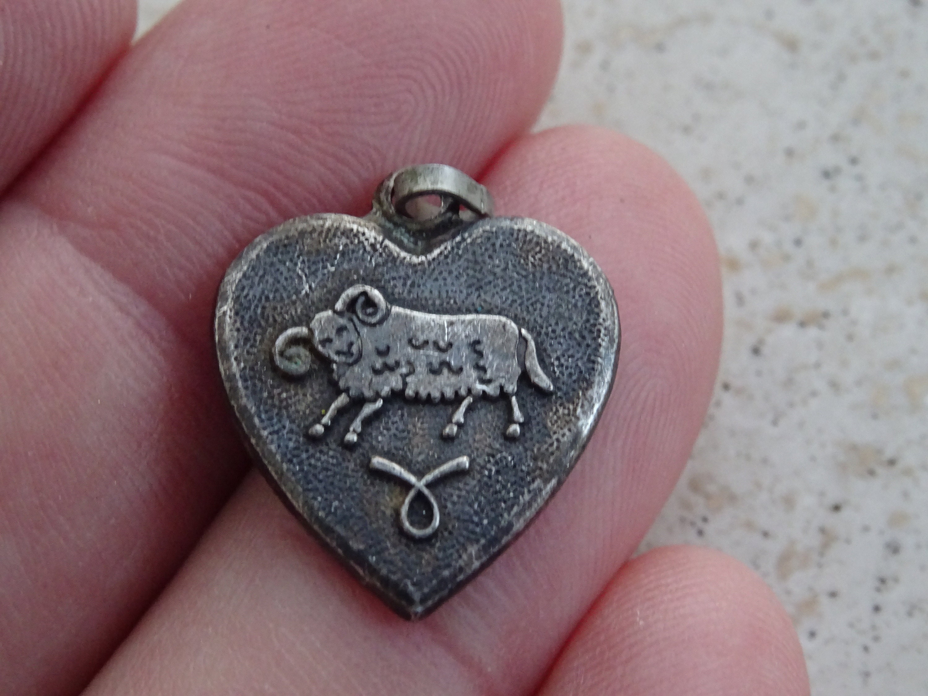 Vintage Silvered Zodiac Constellation Medal Pendant Charm Medallion Sign Of Aries. | Ram D 20