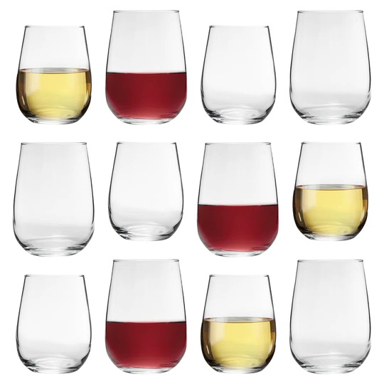 Gaia Stemless Wine Glasses 12-Piece Set