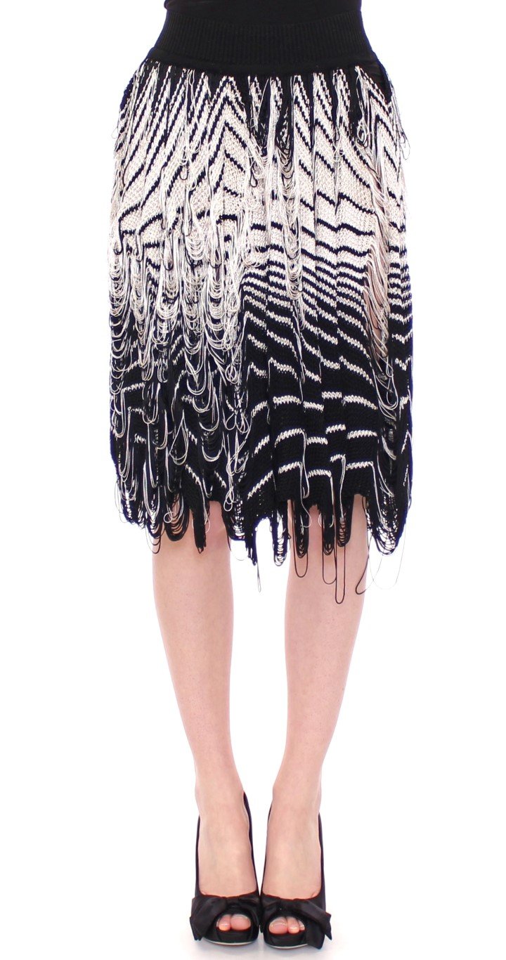 Alice Palmer Women's Knitted Assymetrical Skirt Black/White MOM10055 - IT42|M