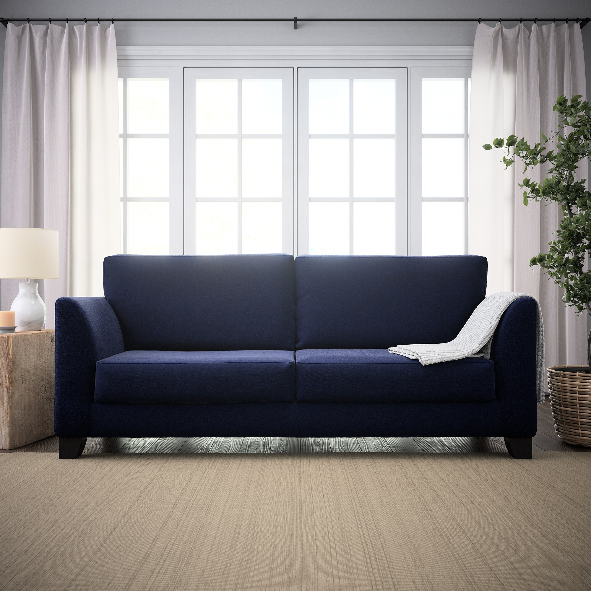 Brookside Holly Modern Navy Polyester/Blend Sofa in Blue | BS0006SOF00NV