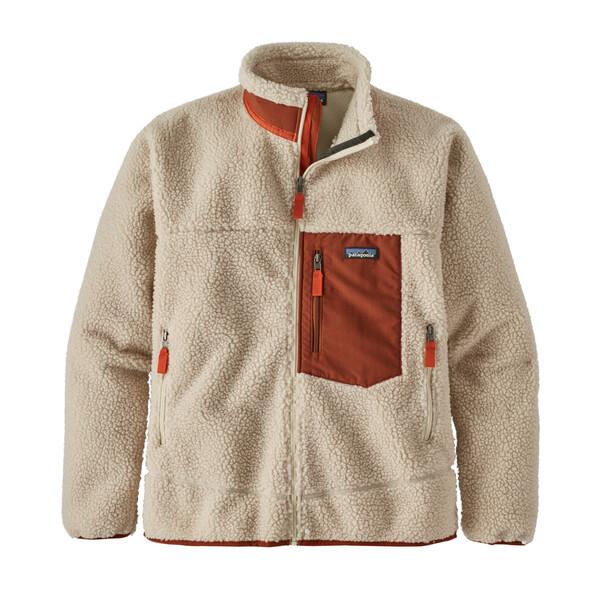 Patagonia Men's Classic Retro-X Fleece Jacket, Natural w/Barn Red / M