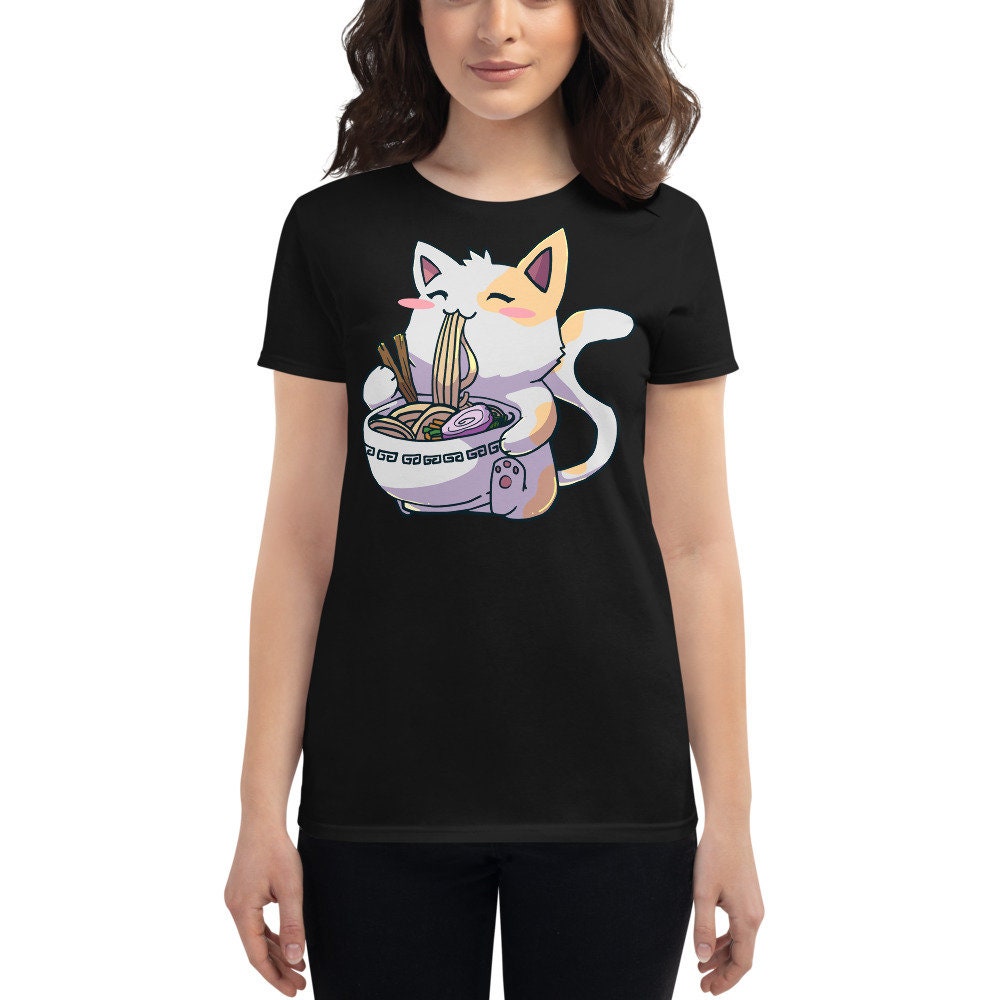 Ramen Cat Anime T-Shirt For Women
