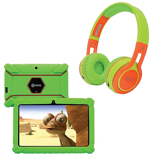 Contixo 7-Inch Kids Tablet, 16 GB w/Wireless Bluetooth Kids Headphones, Green (843631146859)