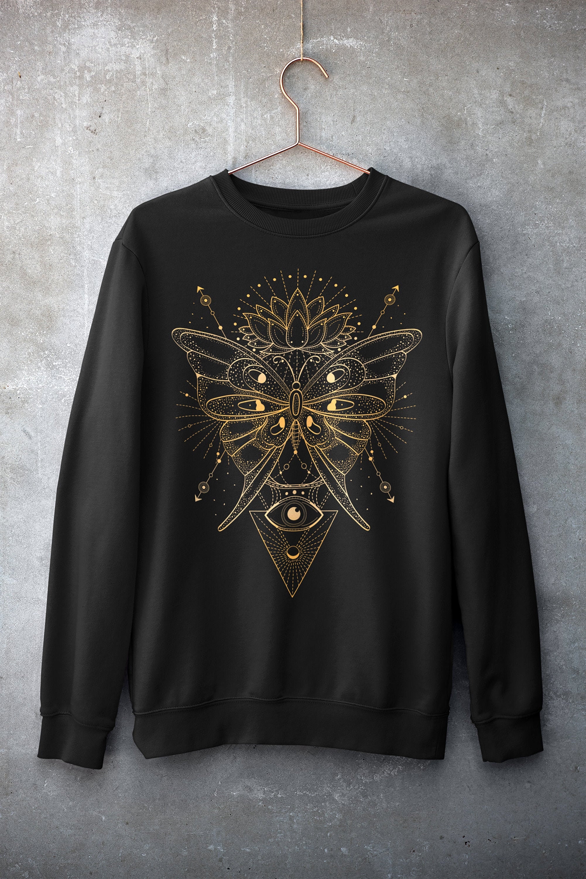 Butterfly | Heavy Blend Crewneck Sweatshirt/Hoodie Sacred Geometry Lotus Flower All Seeing Eye Spirituality Spirit Animal