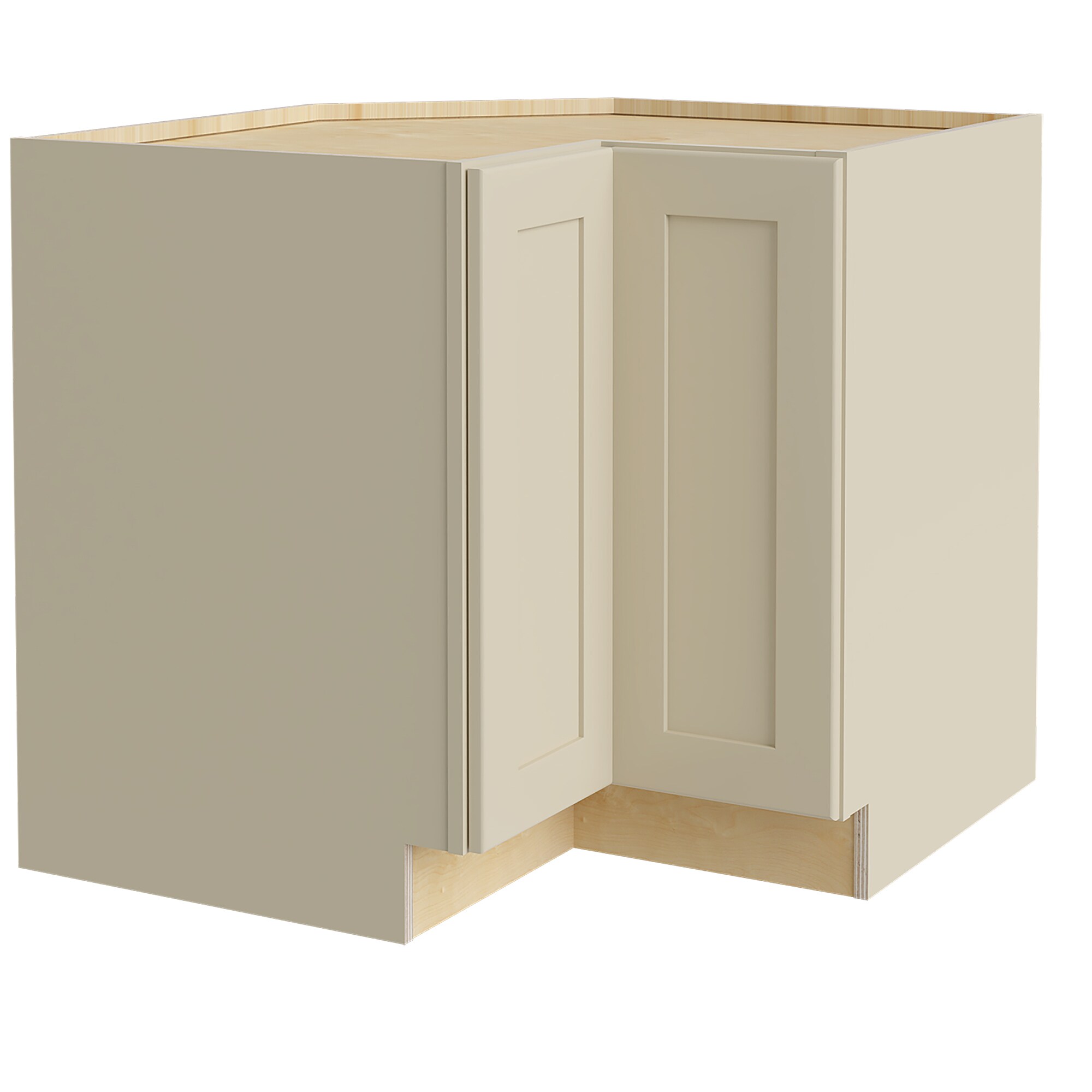 Luxxe Cabinetry 36-in W x 34.5-in H x 24-in D Norfolk Blended Cream Painted Corner Base Fully Assembled Semi-custom Cabinet in Off-White | EZR36L-NBC