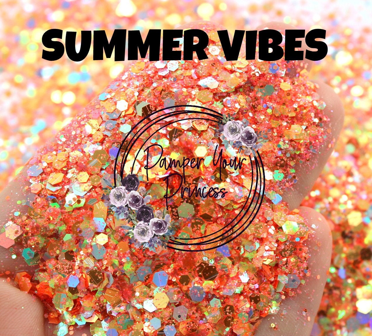 1Oz Chunky Blend Glitter, Mixed Size Orange Coral Summer Vibes
