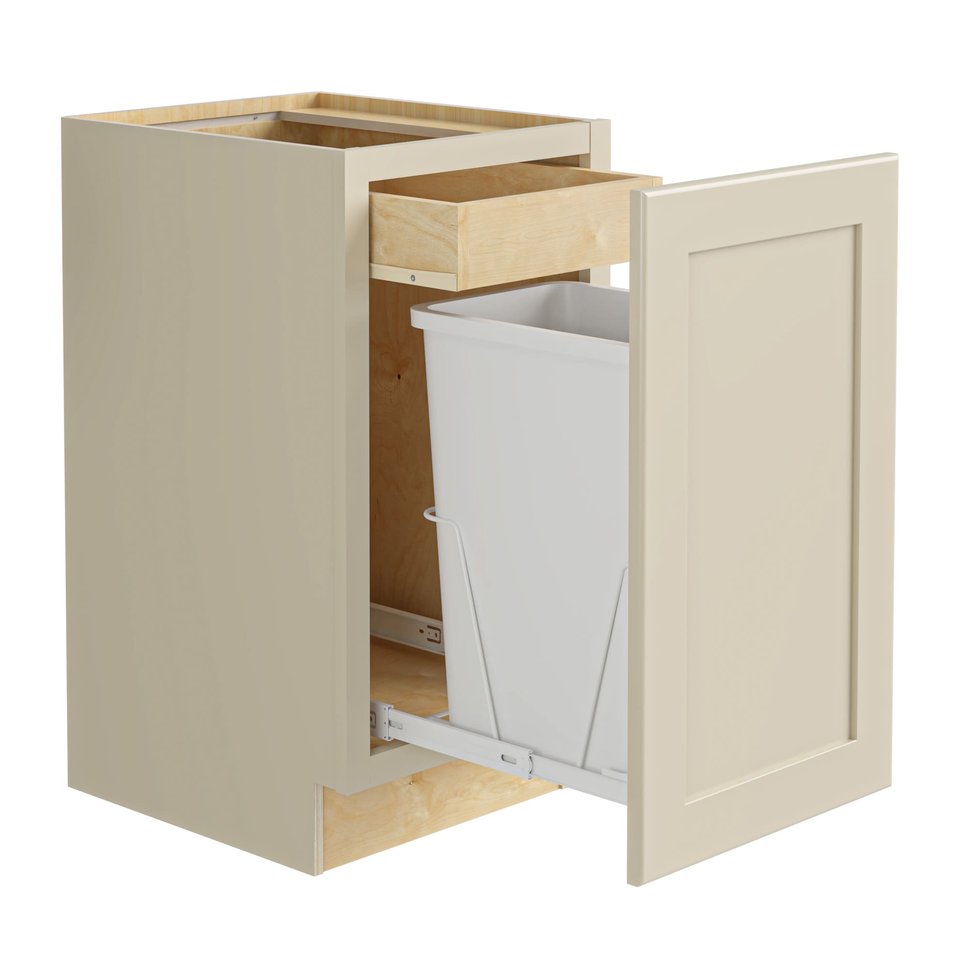 Luxxe Cabinetry 18-in W x 34.5-in H x 24-in D Norfolk Blended Cream Painted Door and Drawer Base Fully Assembled Semi-custom Cabinet in Off-White
