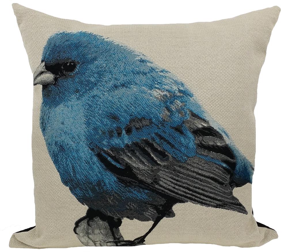 MANOR LUXE Bird 18-in x 18-in Blue Cotton Blend Indoor Decorative Pillow Polyester | ML14937CBLUEFEATHER