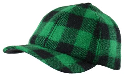 Crown Cap Buffalo Check Wool Blend Ball Cap - Green/Black - XL
