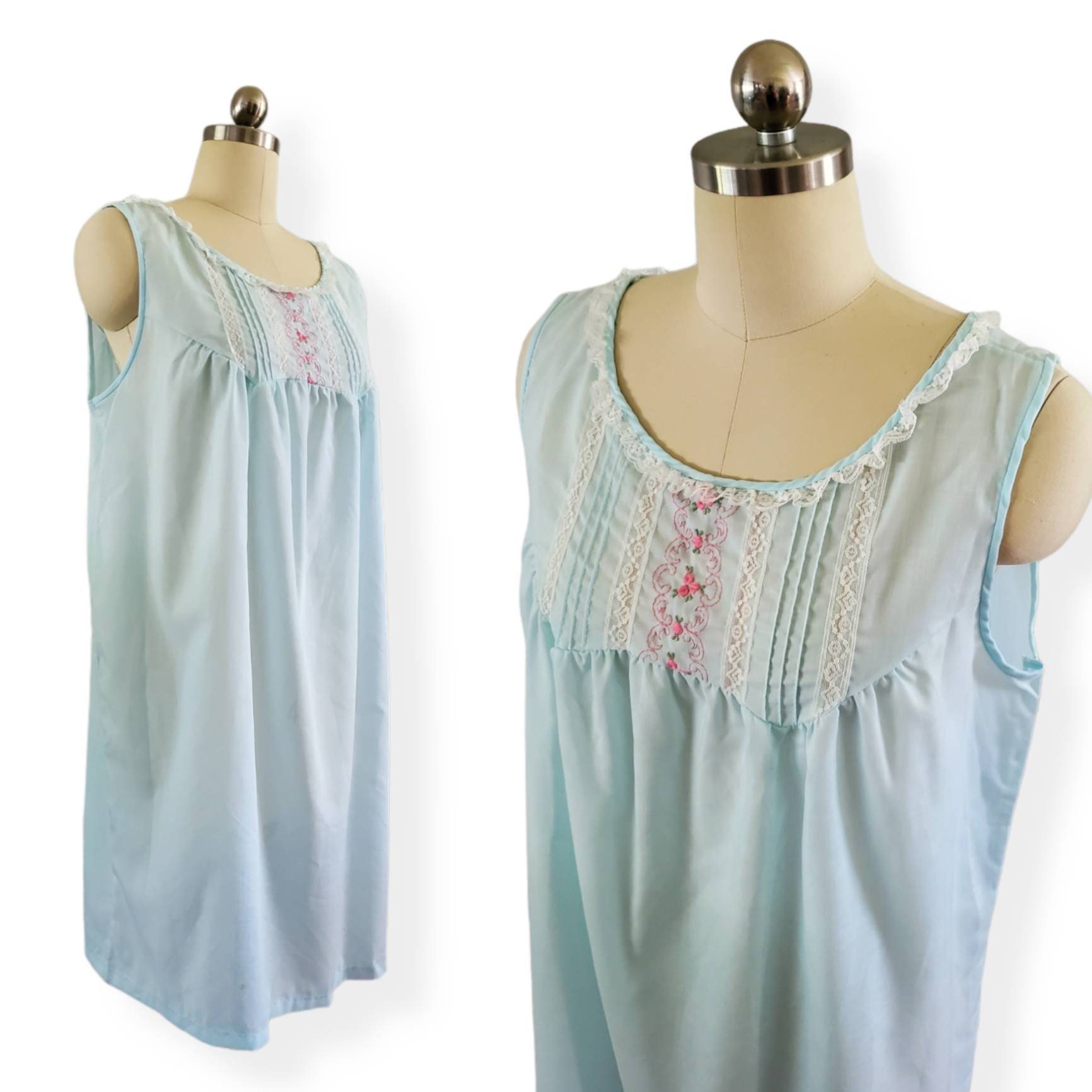 1970S Cotton Blend Nightgown By Heiress 70S Sleepwear 70's Women's Vintage Size Medium