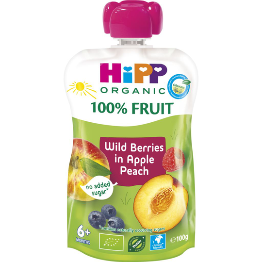 Köp HiPP Smoothie Äpple Persika Blåbär & Hallon 100 g online