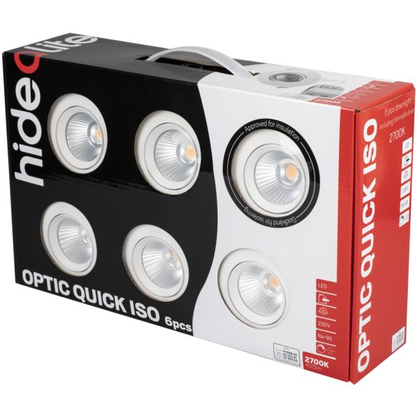 Hide-a-Lite Optic Quick ISO Downlight hvit, 6-pack 2700 K
