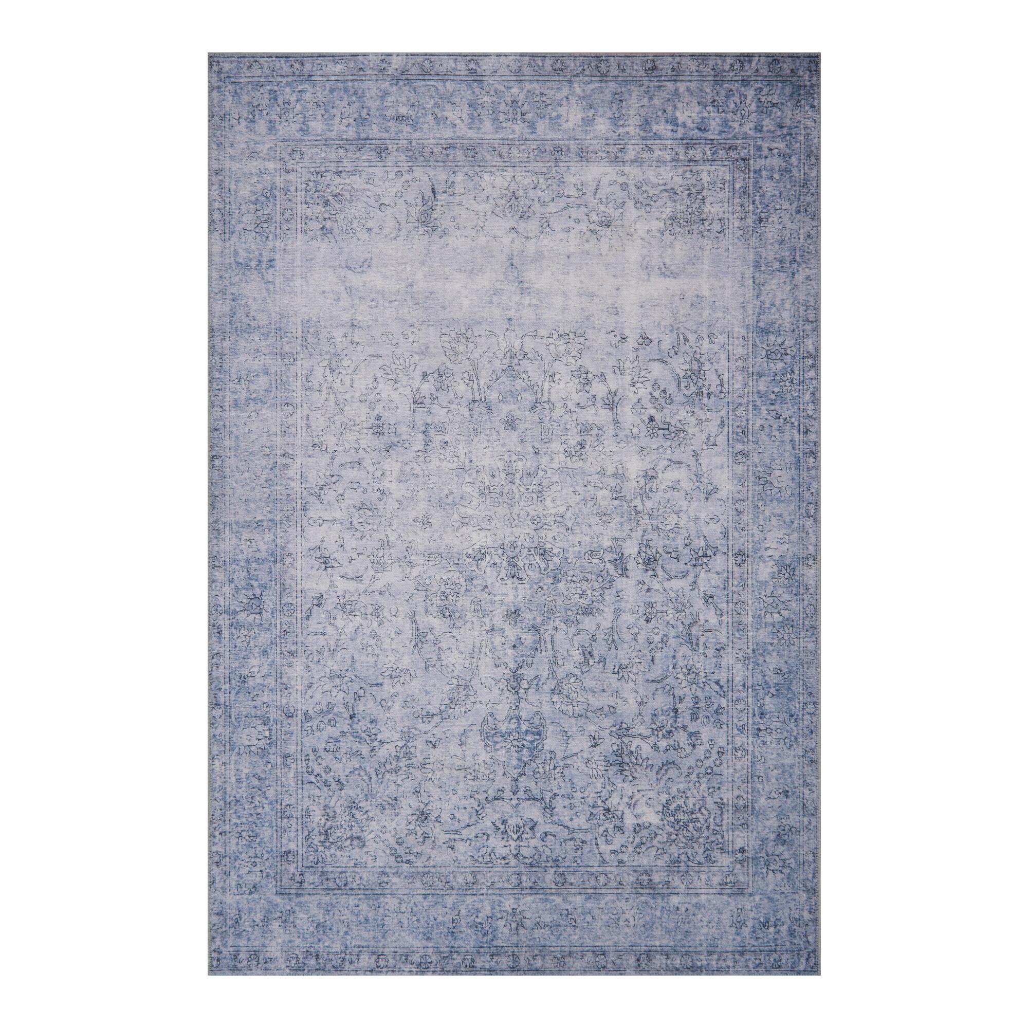 Slate Blue Distressed Presley Area Rug: Gray - Polyester - 8' x 10' by World Market