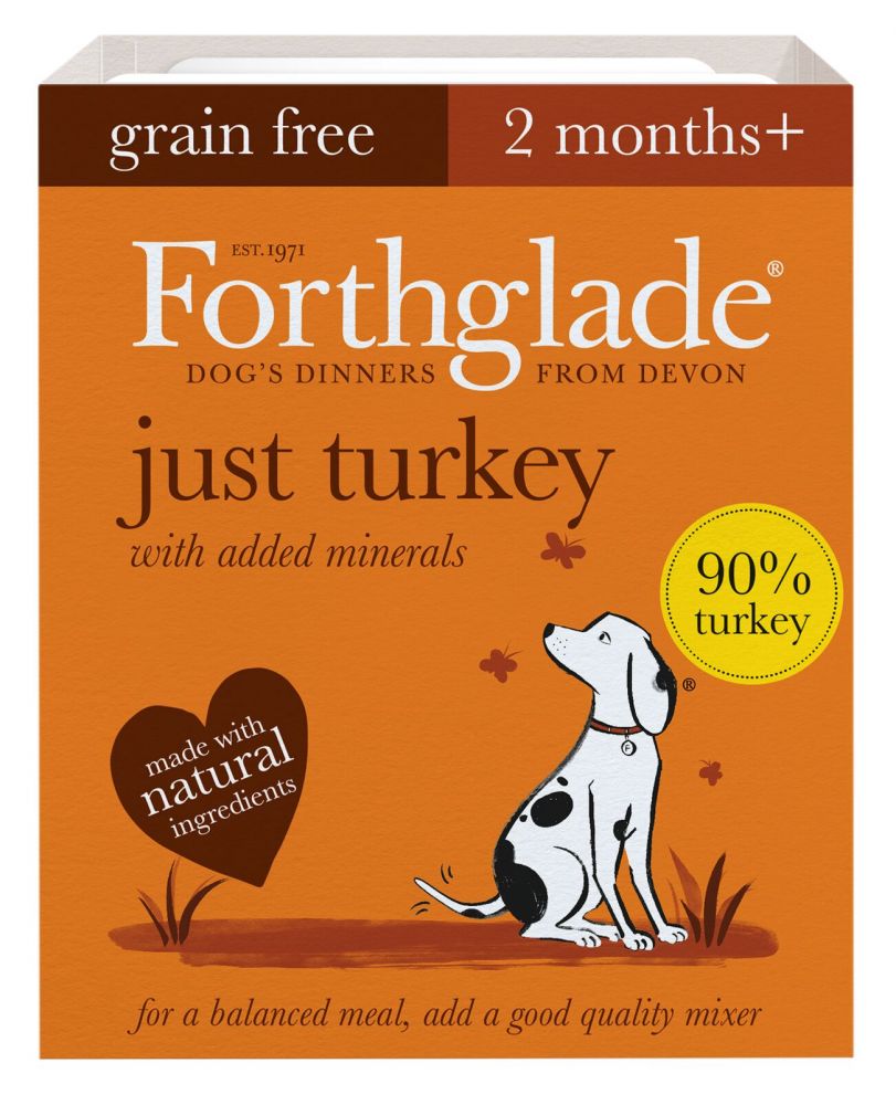Forthglade Just Grain-Free Natural Wet Dog Food - Just Turkey - 18 x 395g