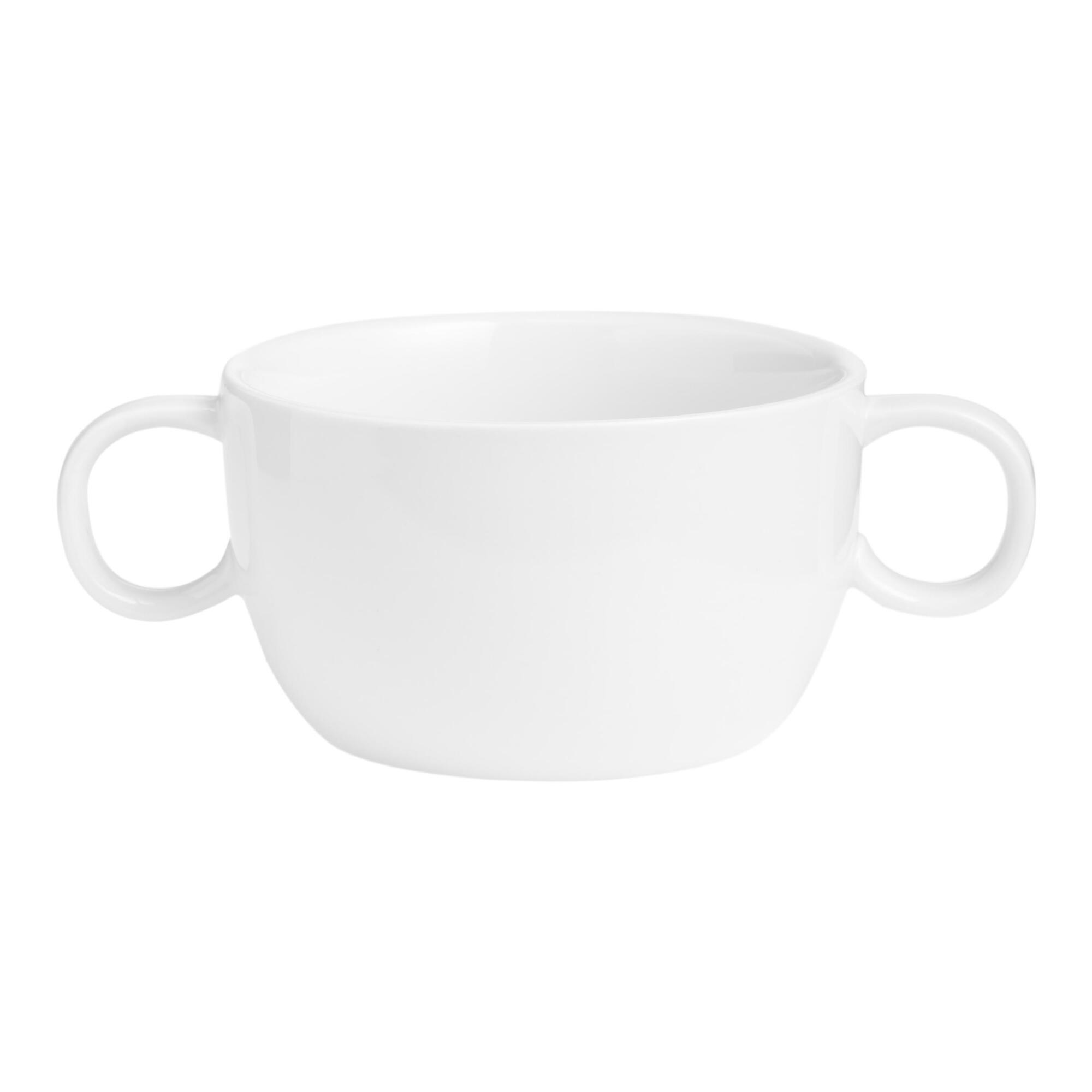 White Porcelain Coupe Soup Bowl with Handles Set of 2 by World Market