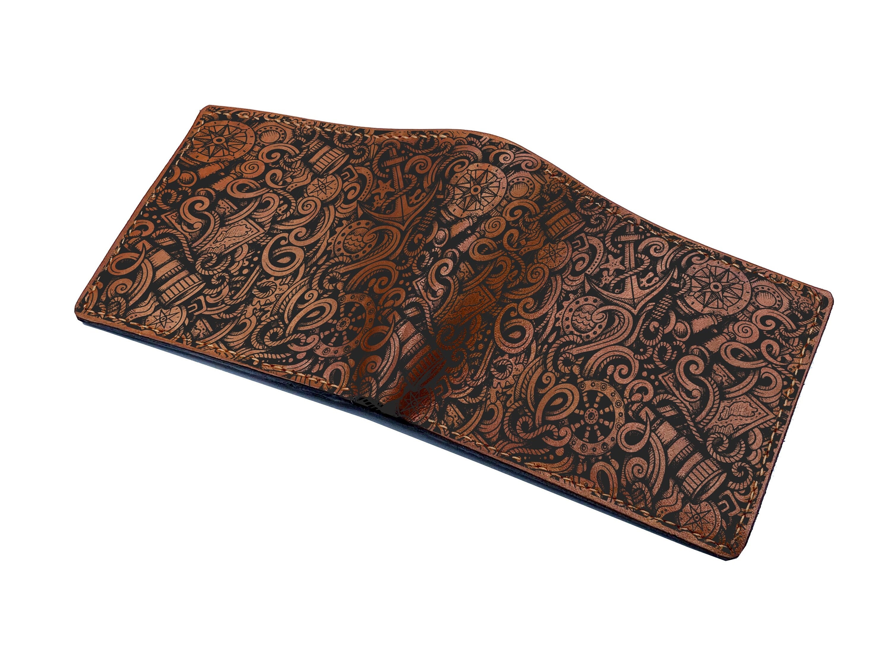 Personalized Adventures Pattern Leather Men's Wallet, Custom Gift For Men, Active Men Present, Travel Lover Ideas