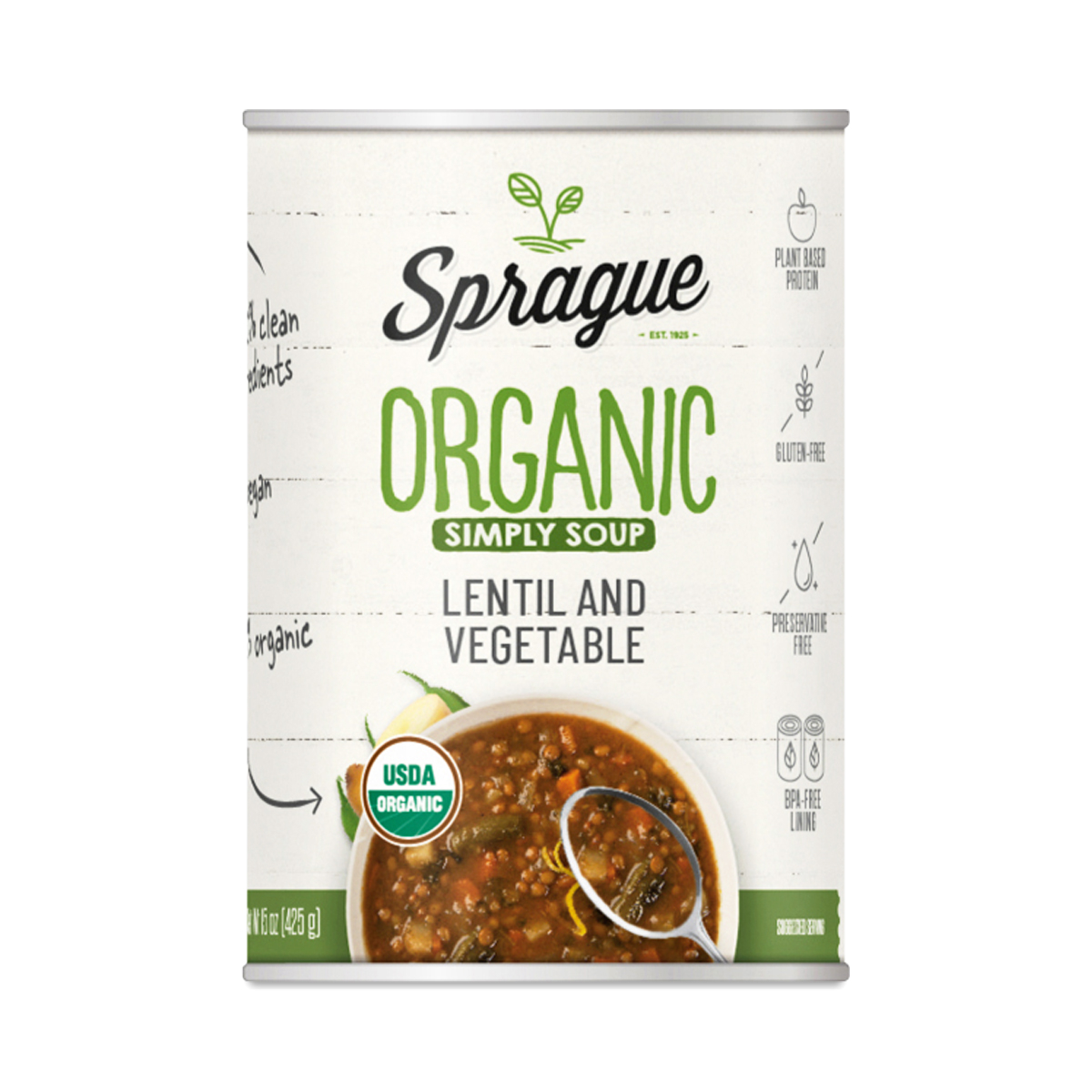 Sprague Organic Lentil Soup with Vegetables 15 oz can