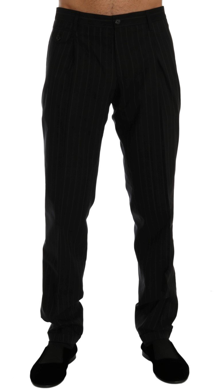 Dolce & Gabbana Men's Striped Cotton Dress Formal Trouser Black PAN60344 - IT52 | XL