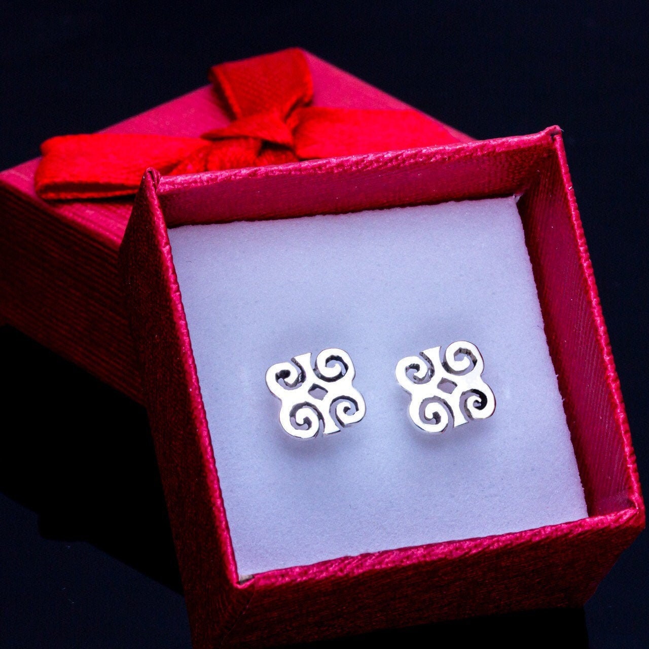 Meaningful Stud Earrings, Ghanaian, Adinkra Symbol Jewelry, Gift For Inner Strength & Humility, Man, Lady, Everyday Wear, Black Owned Shop