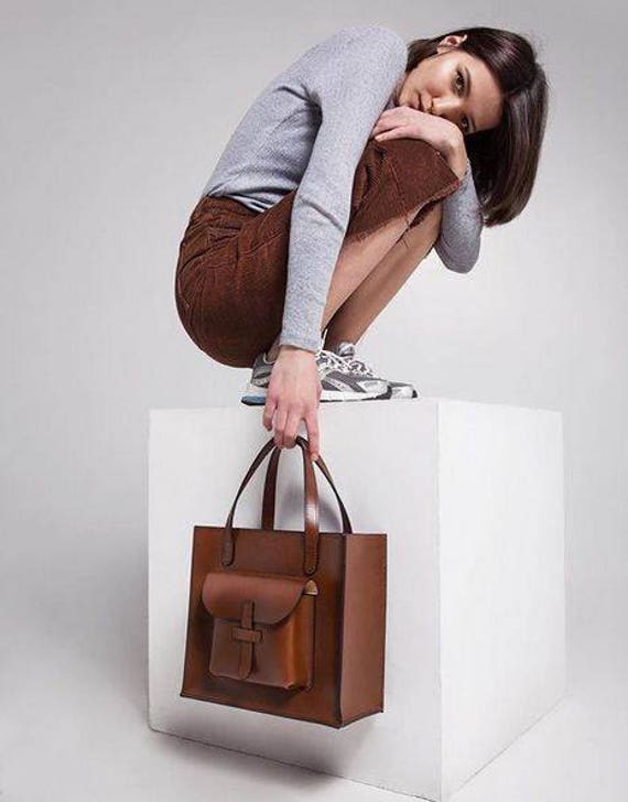 Brown Leather Tote - Laptop Bag Leather Work For Women Custom
