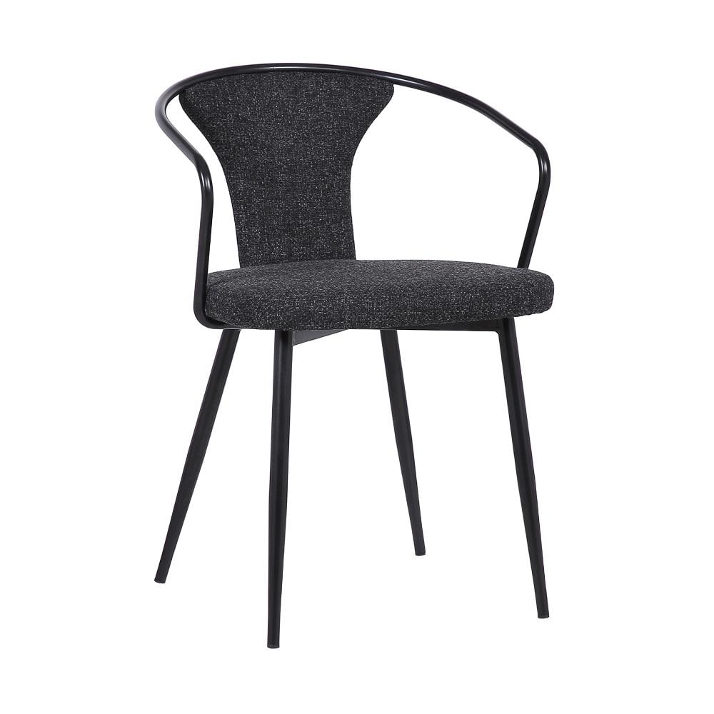 Armen Living Francis Contemporary/Modern Polyester/Polyester Blend Upholstered Dining Arm Chair (Metal Frame) in Black | LCFCSIBLBL