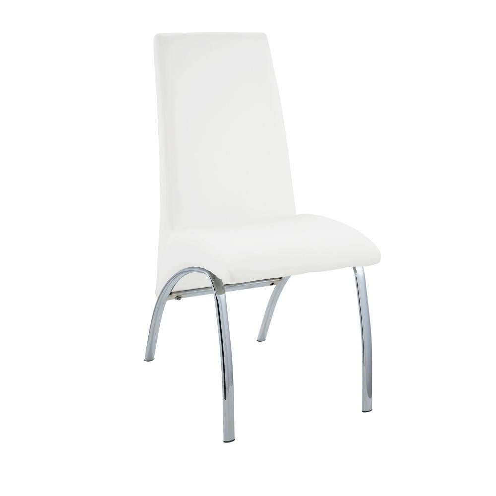 Benzara Set of 2 Contemporary/Modern Polyester/Polyester Blend Upholstered Dining Side Chair (Metal Frame) in White | BM185667