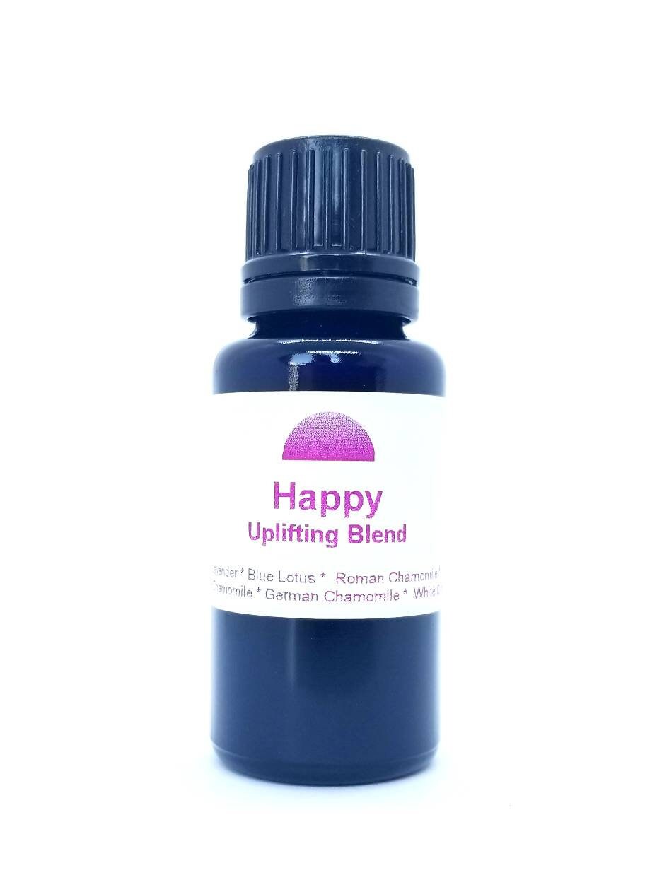 Uplifting Happy Blend Organic Pure Natural Relaxation Essential Oil Blue Lotus Chamomile Cypress Diffuse Perfumery Inhale Relaxing