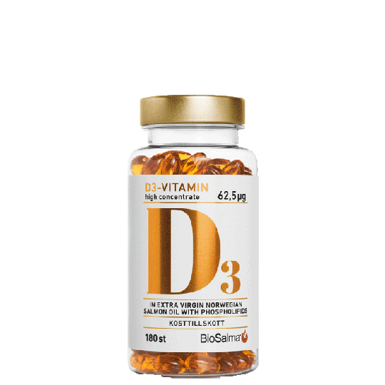 D3-vitamin 62,5µg high concentrate, 180 kapslar
