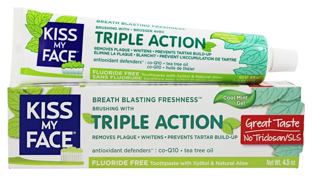 Kiss My Face - Triple Action Toothpaste Gel Fluoride Free Cool Mint - 4.5 oz.