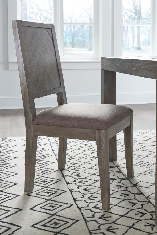 Modus Furniture Set of 2 Herringbone Coastal Polyester/Polyester Blend Upholstered Dining Side Chair (Wood Frame) in Gray | 5QS363B