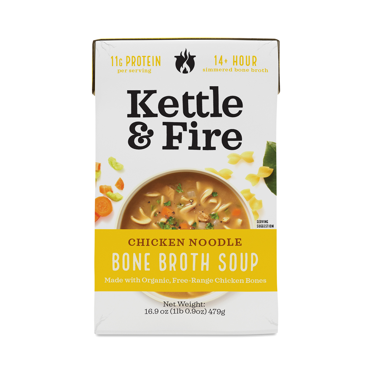 Kettle & Fire Bone Broth, Chicken Noodle Soup 16.9 oz carton