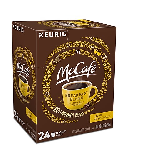 McCafe Breakfast Blend Coffee, Keurig K-Cup Pods, Light Roast, 24/Box (080412)