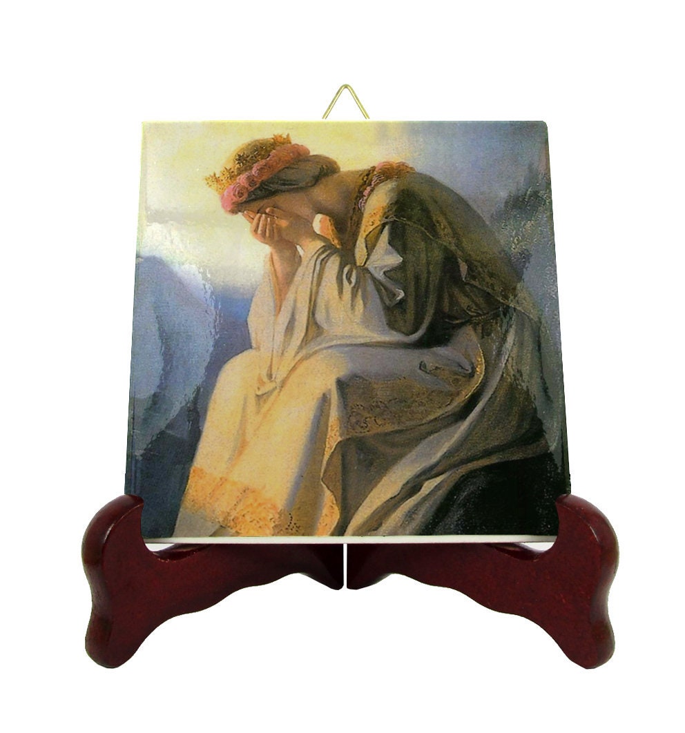 Spiritual Gifts - Our Lady Of La Salette Virgin Sorrows Catholic Icon On Tile Devotional Art Religious