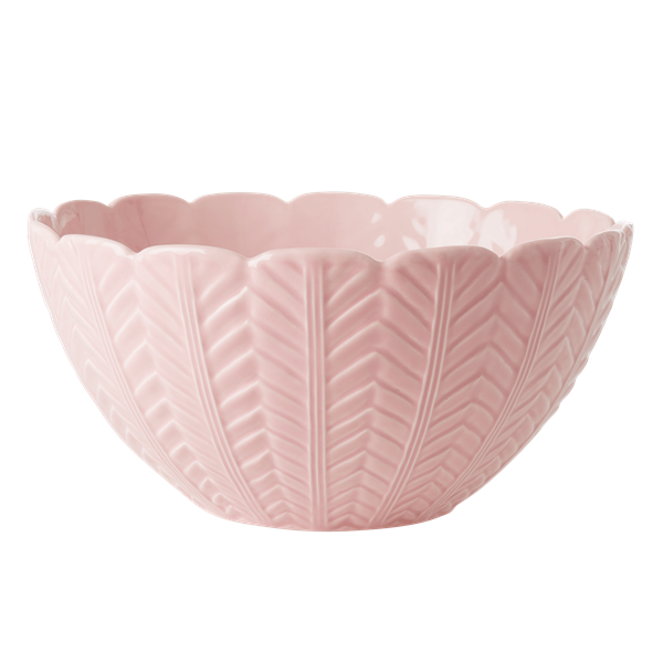Rice - Ceramic Salad Bowl w. Embossed Details - Pink
