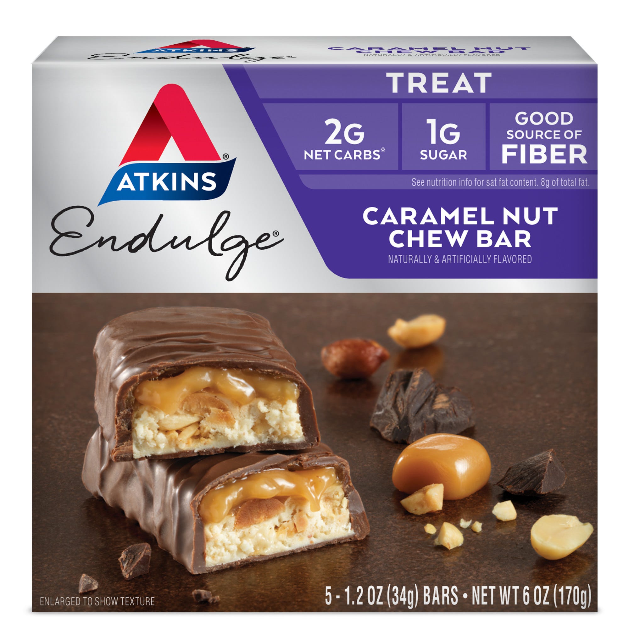Atkins Endulge Caramel Nut Chew Bar, 1.2 oz, 5 Count