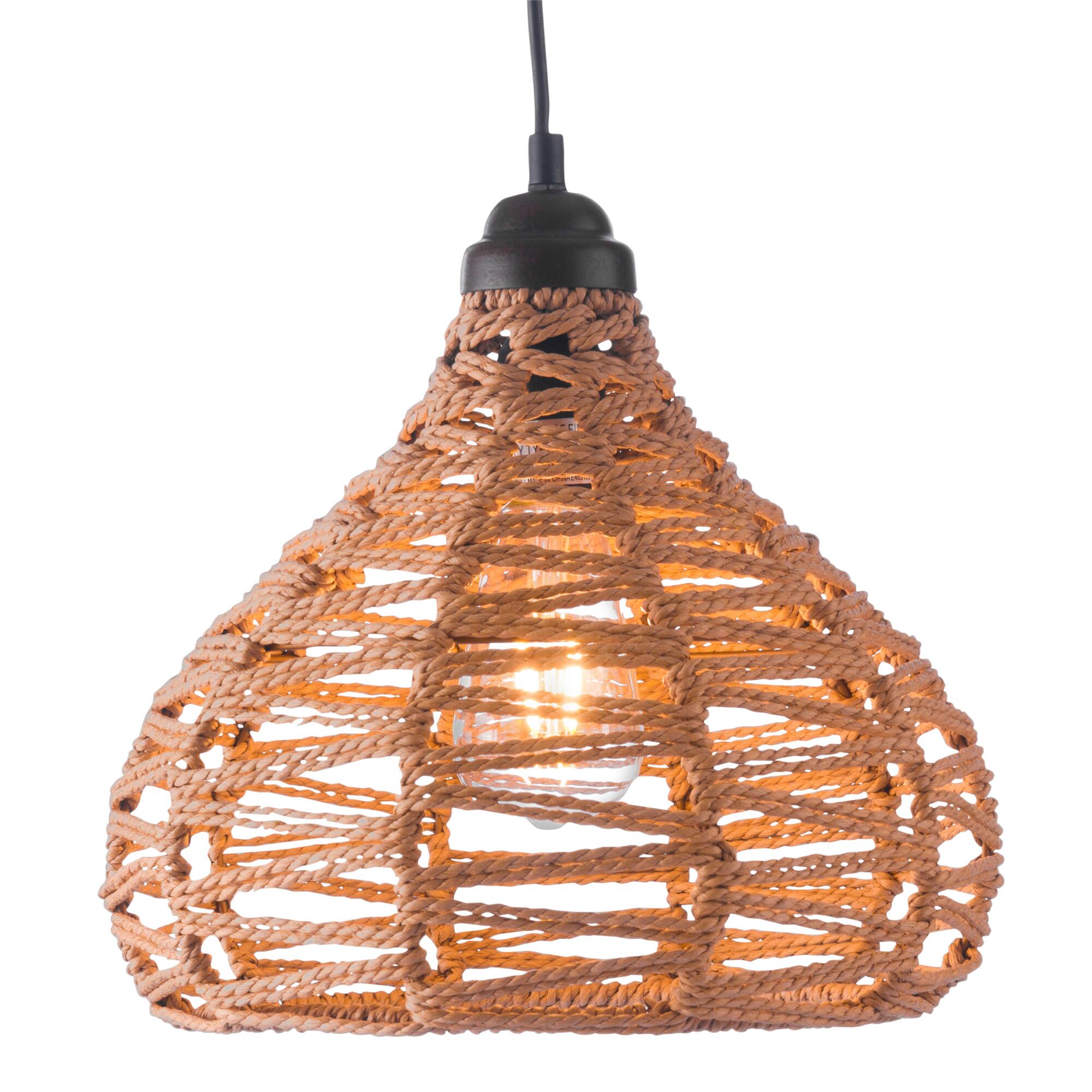 Natural Zigzag Open Weave Teardrop Lola Pendant Lamp by World Market