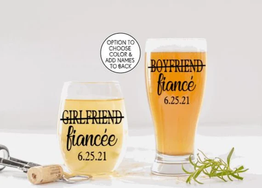 2 Pint Glass Set His & Hers - Design: HH6