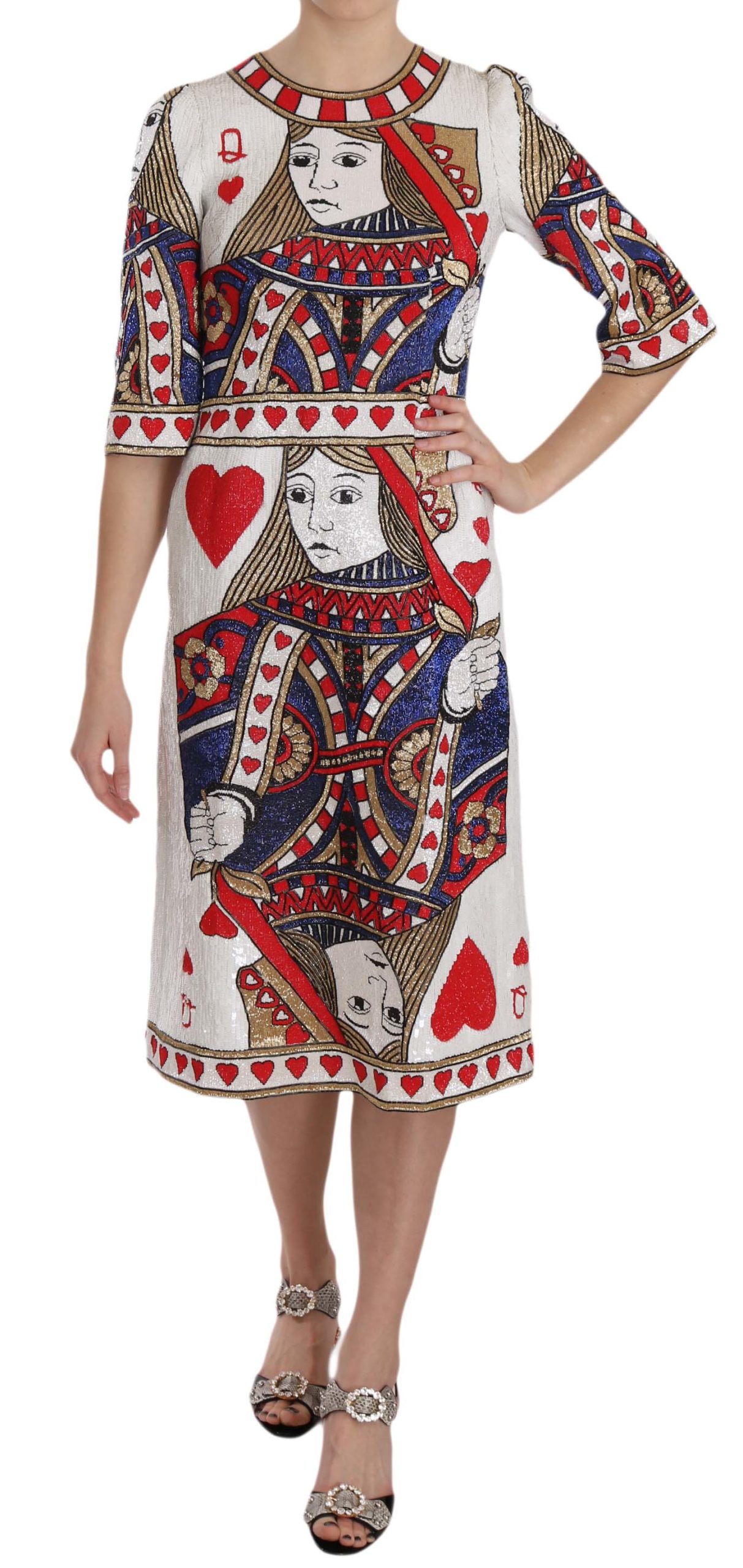 Buy Dolce & Gabbana Women's Queen Of Hearts Card Sequined Dress Multicolor  DR1652 - IT40|S online 