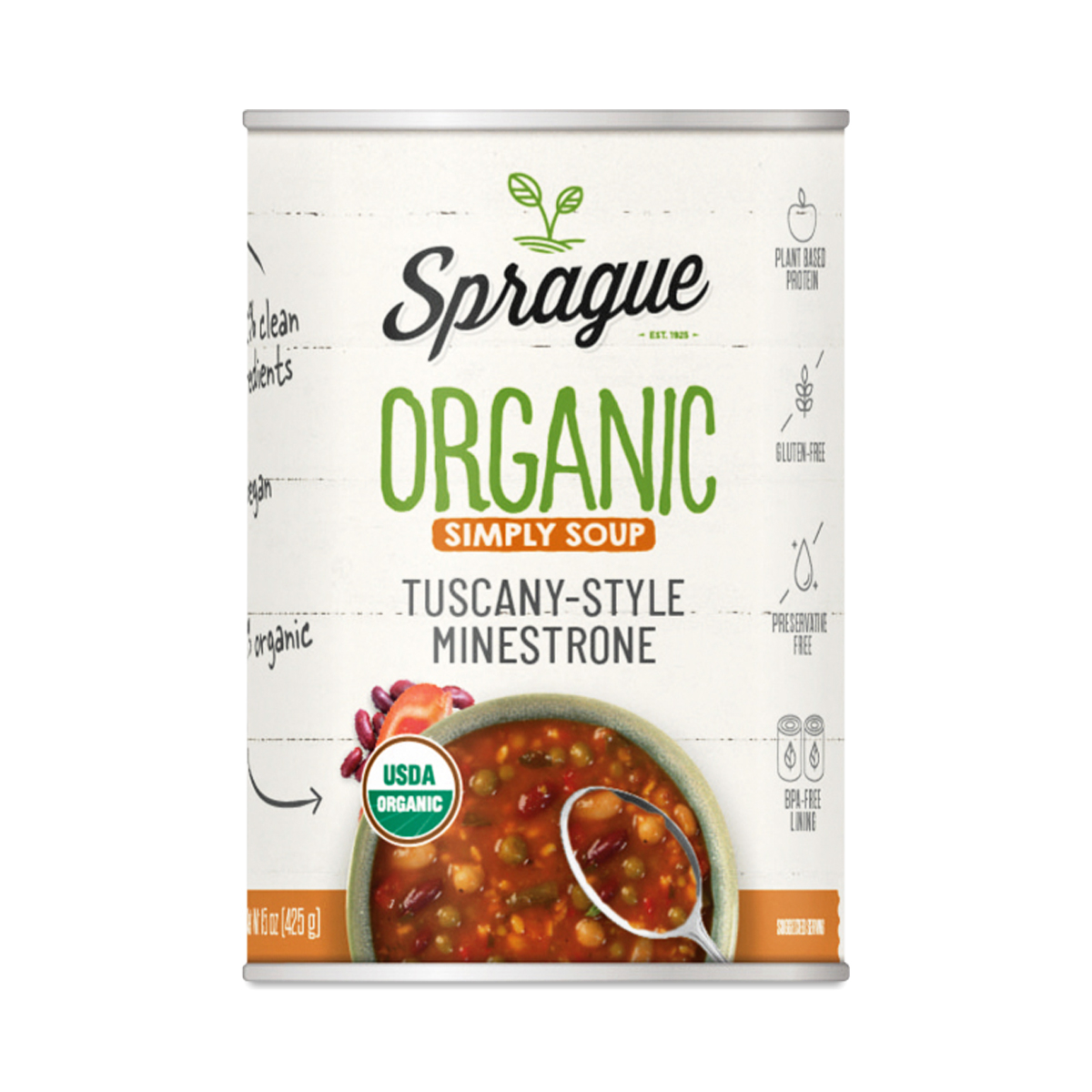 Sprague Organic Tuscany-Style Minestrone Soup 15 oz can